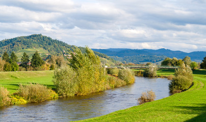 View of Kinzig river in the Black Forest mountains. Germany