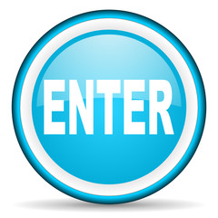 enter blue glossy icon on white background
