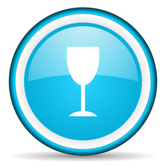 glass blue glossy icon on white background