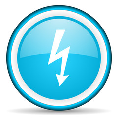 lightning blue glossy icon on white background