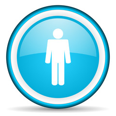 man blue glossy icon on white background