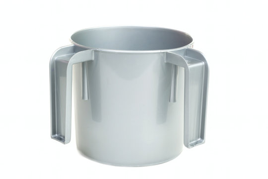 One gray mug with two handles