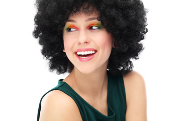 Woman with black afro hairstyle