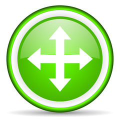 Obraz premium move arrow green glossy icon on white background
