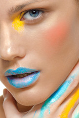 Make-up cosmetics Closeup portrait of beautiful woman - 47727990
