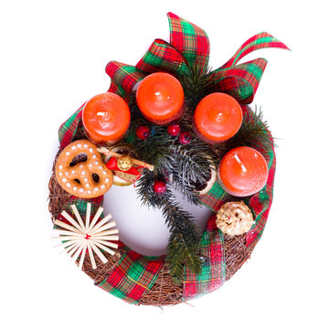 red advent wreath - isolated