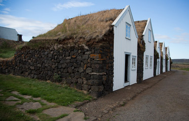 Fototapeta na wymiar Iceland - typical rural turf houses. Old architecture