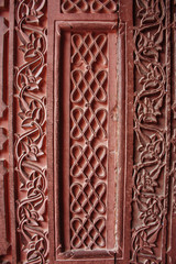 Agra fort stone carving pattern design at Agra India