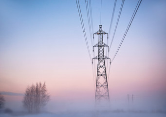 Electricity pylon in fog
