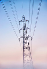 Electricity pylon in fog