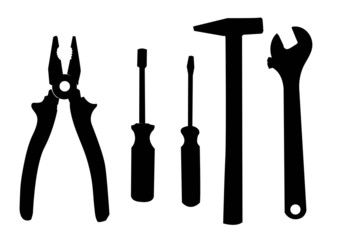 silhouette of the tools work