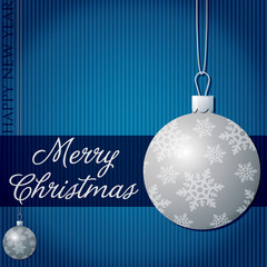 Merry Christmas snow bauble card in vector format.