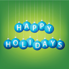 Happy Holidays hanging bauble card in vector format.