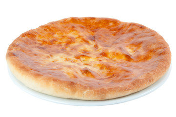 Ossetian potato and cheese pie, isolated over white