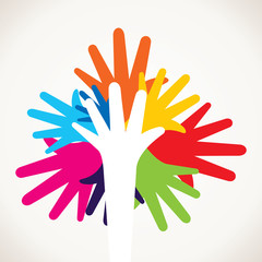 colorful hand like tree shape stock vector