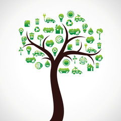 Tree with eco nature icons stock vector - 47733702