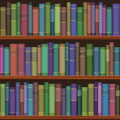 Fotobehang Bibliotheek naadloze bibliotheekplanken met oude boeken