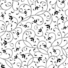 floral oriental black isolated seamless background