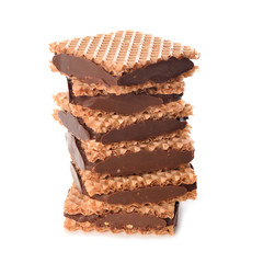 Chocolate waffles isolated on white background