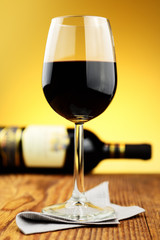 Glass and bottle of fine italian red wine