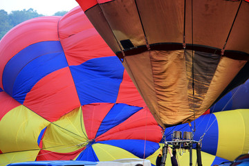 Hot air balloon preparing for launch
