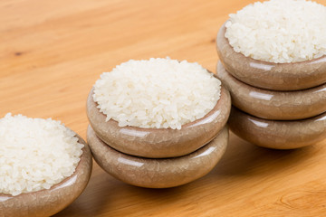 White rice in bowl on table