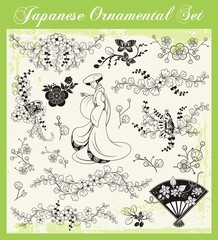 Japanese Traditional Ornaments Vector Set