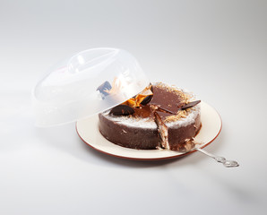 Tasty beautiful chocolate cake with icing