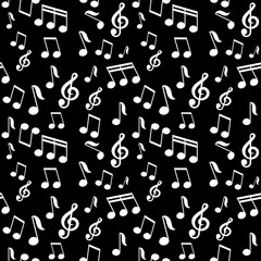 vector seamless pattern with music notes © Oksana