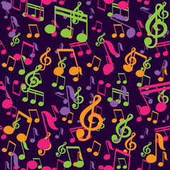 vector seamless pattern with music notes
