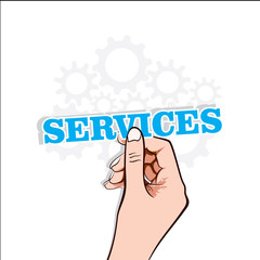 services text label in hand stock vector