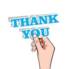 thank you message in hand stock vector