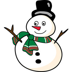 hand-drawn cartoon snowman