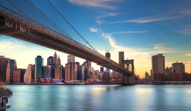 Fototapeta Pont de Brooklyn vers Manhattan, New York.