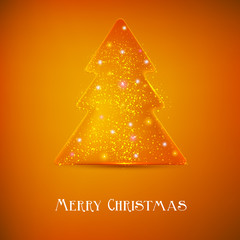 Stylized luminous christmas tree. Vector background with copy sp