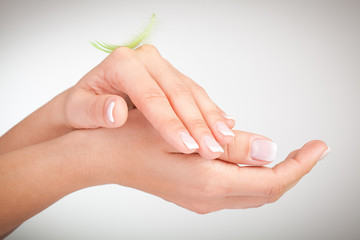 Woman's french manicure