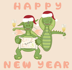 dragon and snake celebrate the New Year