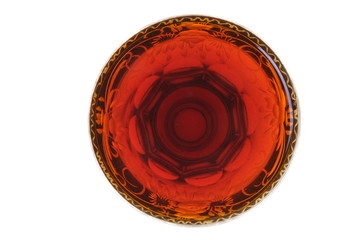 Glass of alcohol, addiction, top view