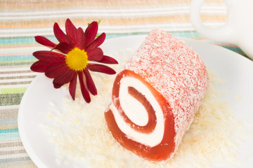 red roll sweet dessert, background