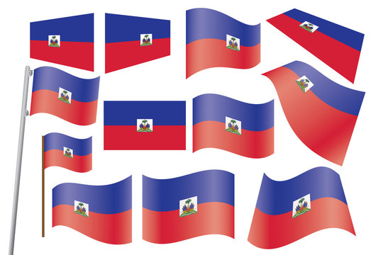set of flags of Haiti vector illustration