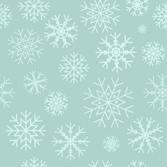 White snowflakes on a blue background