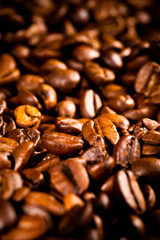 Macro photo of coffee beens, low depth of focus