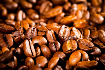 Macro photo of coffee beens, low depth of focus