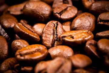 Macro photo of coffee beens, low depth of focus