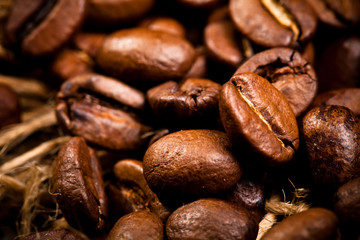 Macro photo of coffee beens, low depth of focus