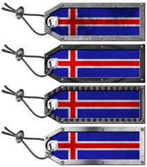 Iceland Flags Set of Grunge Metal Tags