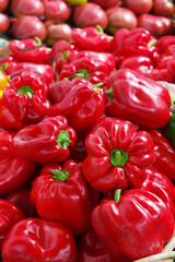 Pile of Red Bell Peppers