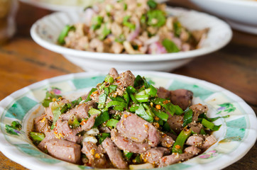 spicy salad on dish