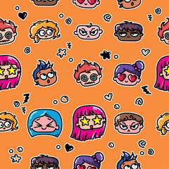 Kids faces, pattern.