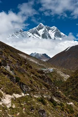 Crédence de cuisine en verre imprimé Lhotse Paysage de l& 39 Himalaya : pics du Lhotse et du Lhotse shar